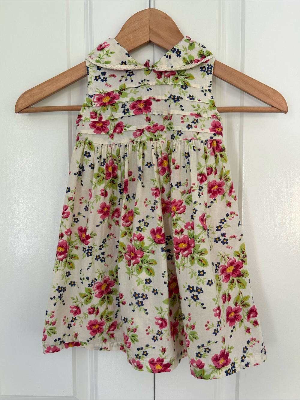 April Cornell girls 12-18 month floral collared dress butter yellow cottagecore